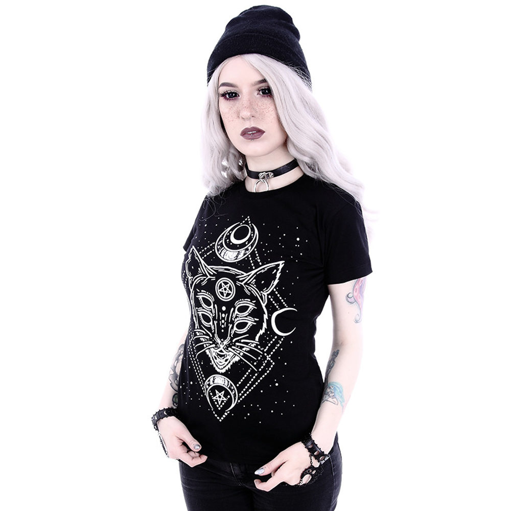 Restyle - Galaxy Cat T-shirt Femme - Noir